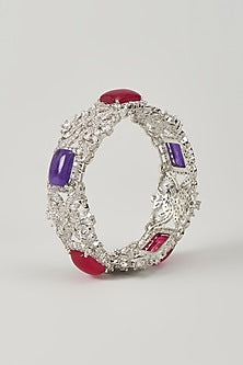Silver Finish Zircon & Ruby Stone Bracelet
