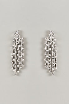 Silver Finish Zircon Dangler Earrings
