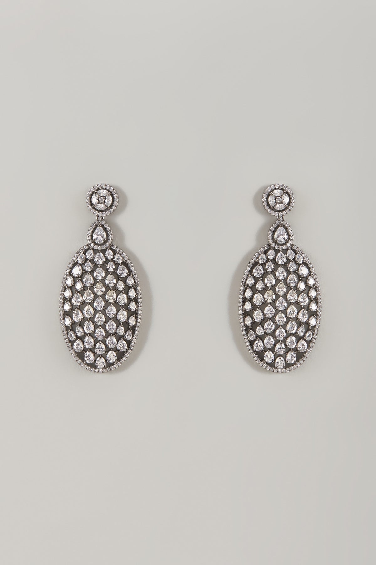Black Rhodium Finish Zircon Dangler Earrings