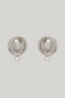 Silver Finish Pearl & Zircon Dangler Earrings