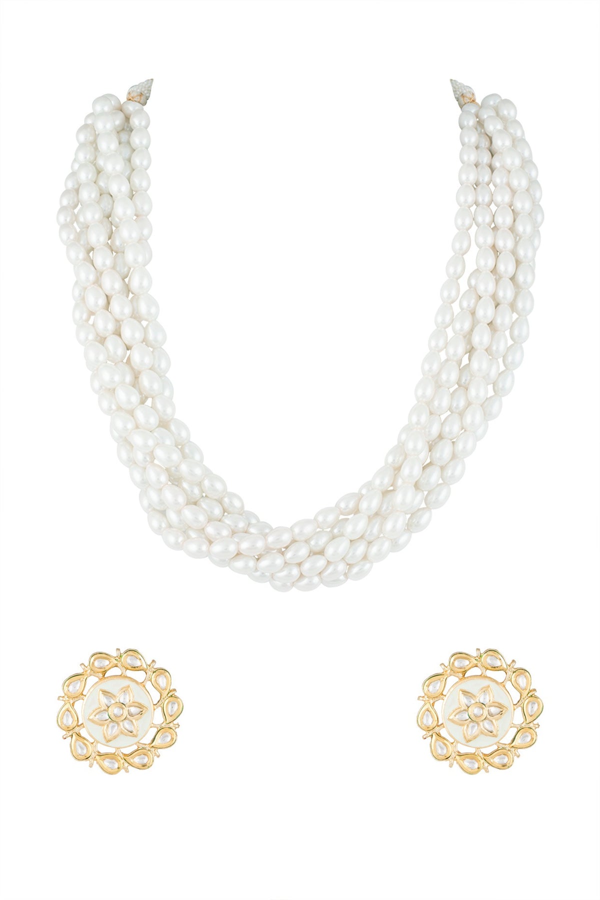 Gold Finish Pearl Necklace Set