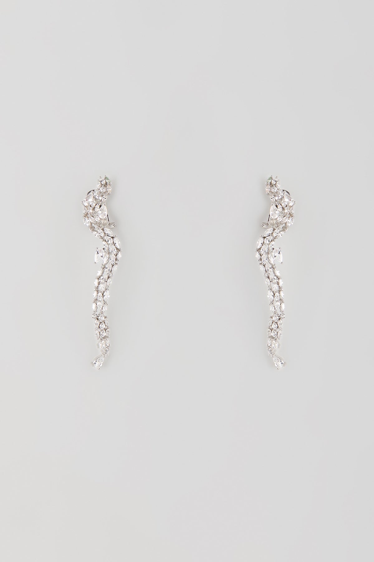 Silver Finish Zircon Dangler Earrings