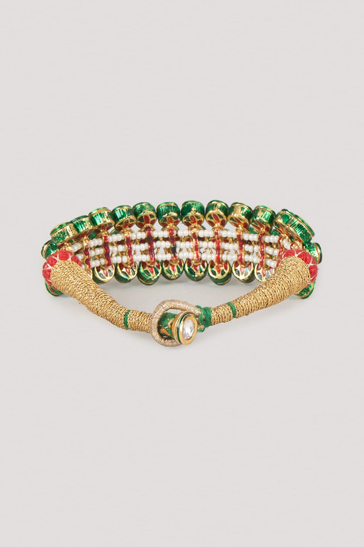 Gold Finish Multi-Colored Stone Thread Bracelet