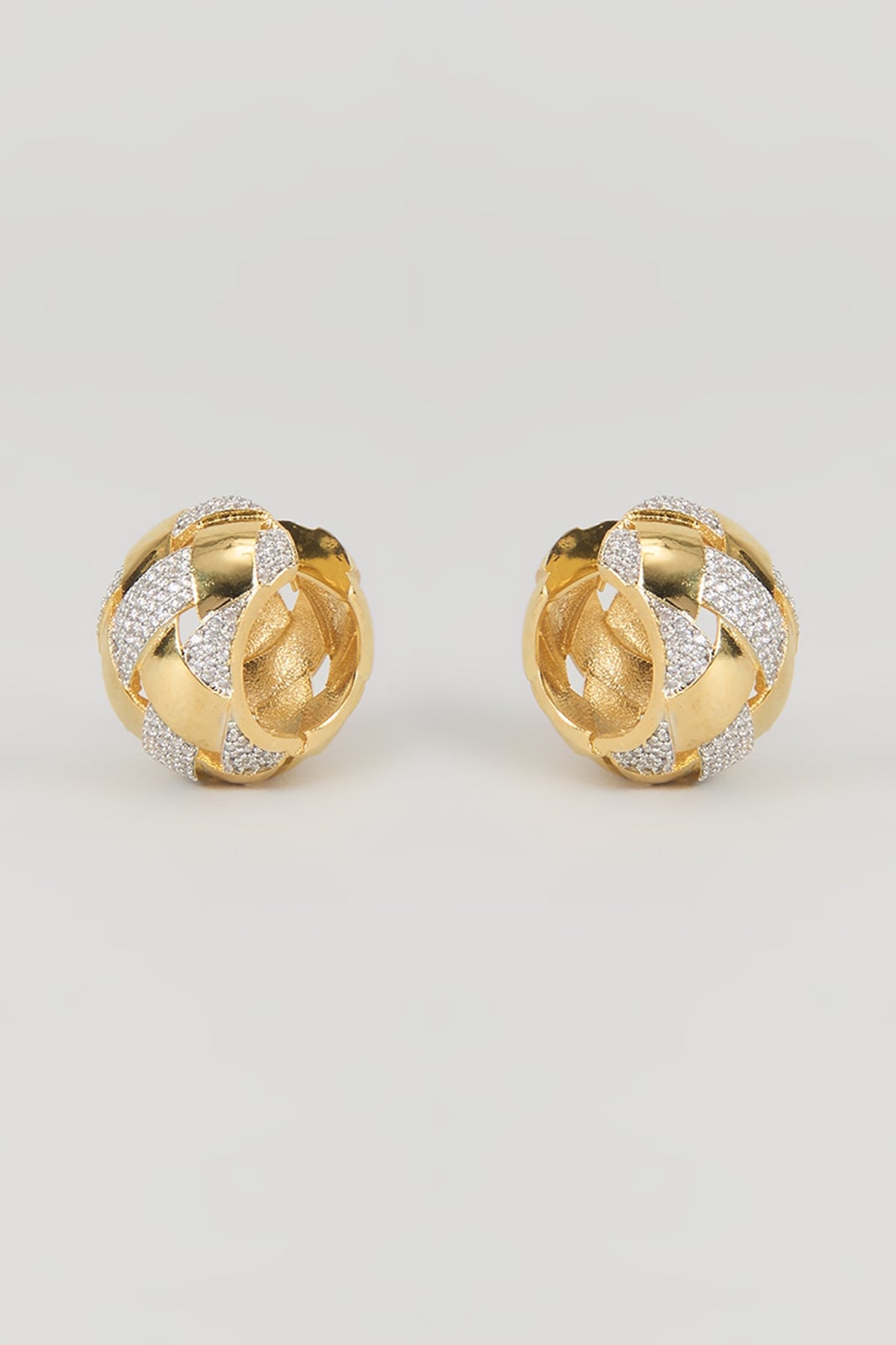 Gold Finish Zircon Stud Earrings