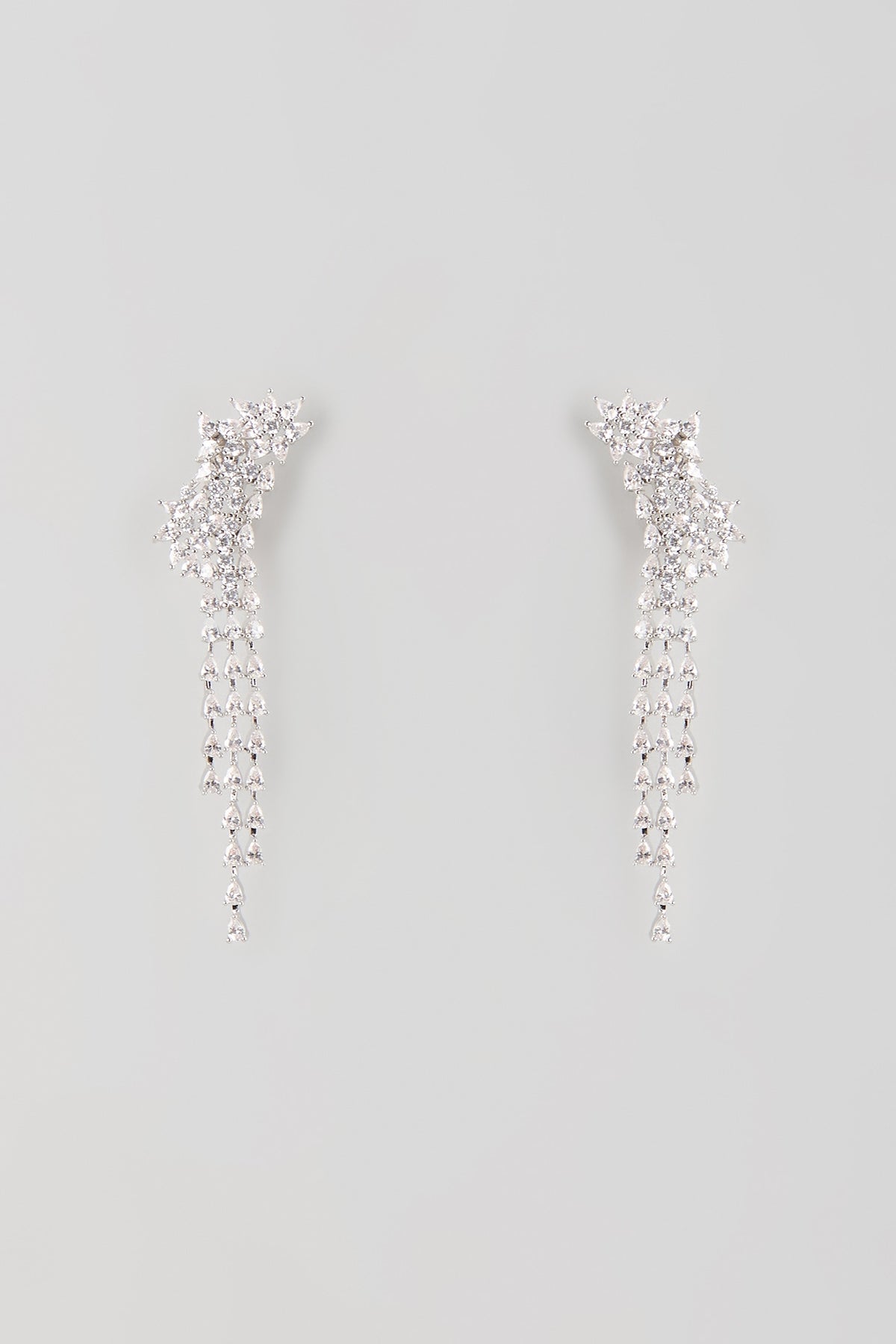Silver Finish Zircon Dangler Earrings