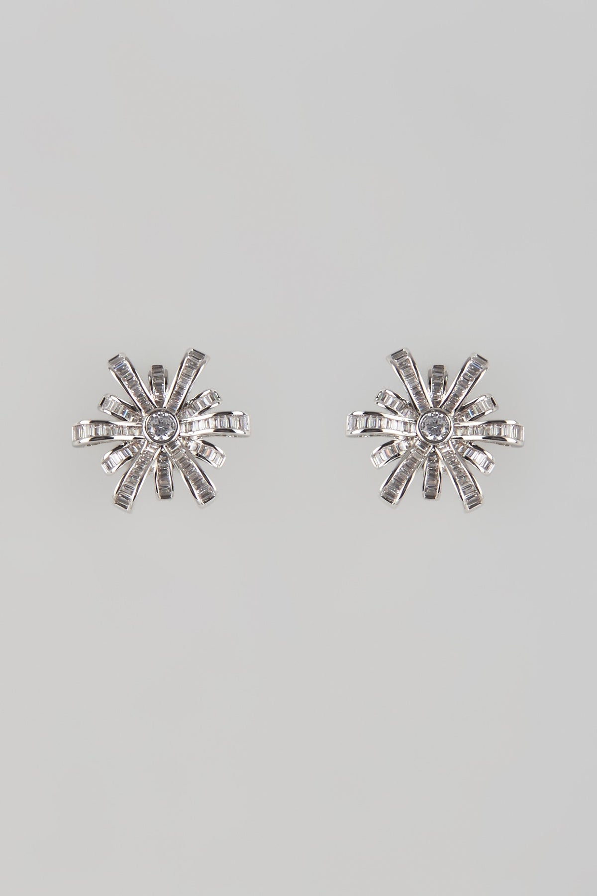 White Gold Finish Zircon Stud Earrings