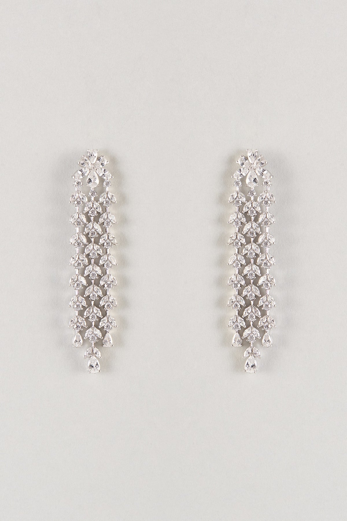 Silver Finish Zircon Dangler Earrings