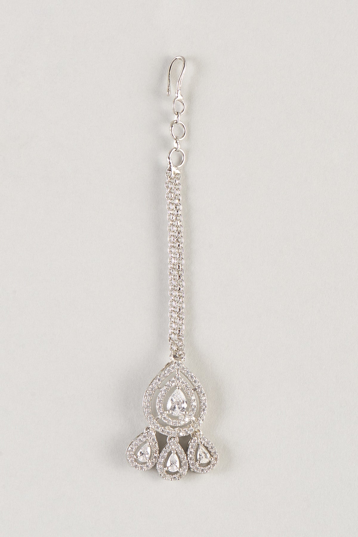 Silver Finish Zircon Maangtikka