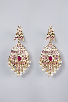 Gold Finish Ruby Choker Necklace Set