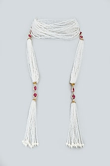 Gold Finish Beaded Scarf Necklace