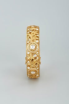 Gold Finish Kundan Polki Openable Kada