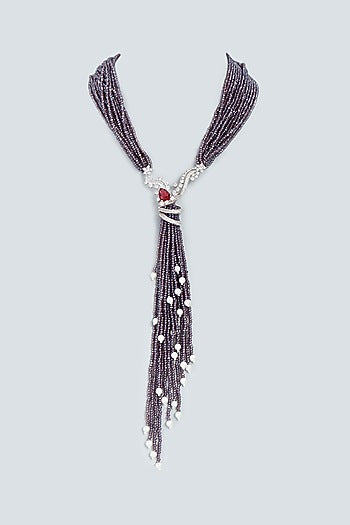 White Finish Amethyst Long Necklace