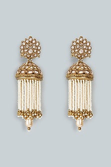Gold Finish Beaded Dangler Earrings