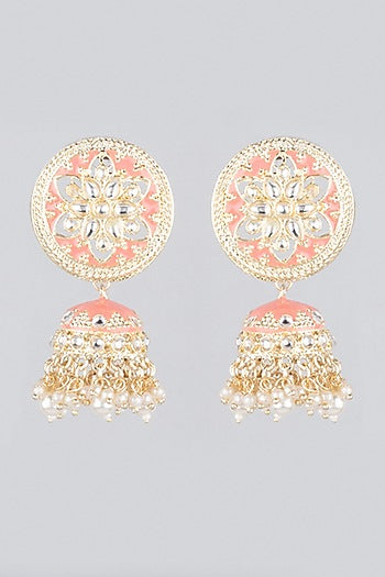Gold Finish Meenakari Chandbali Earrings