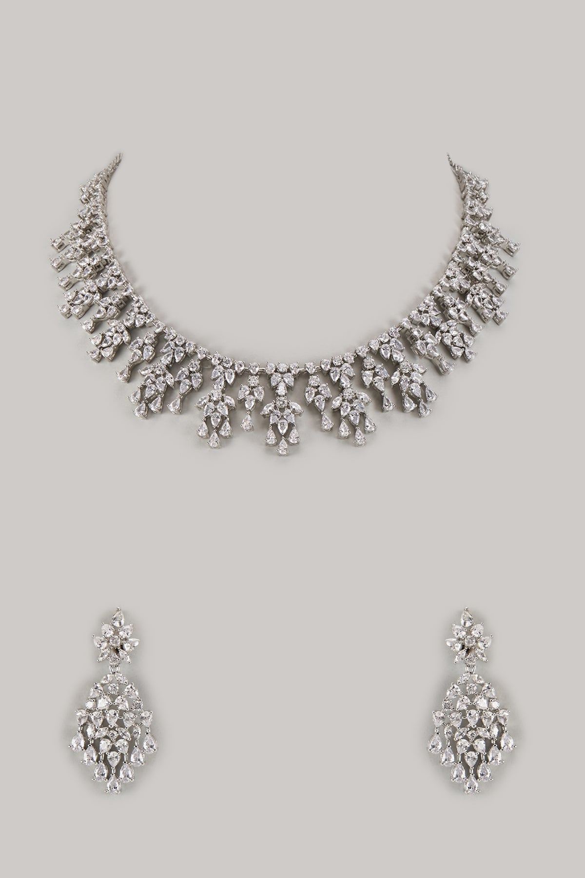 White Finish Zircon Necklace Set