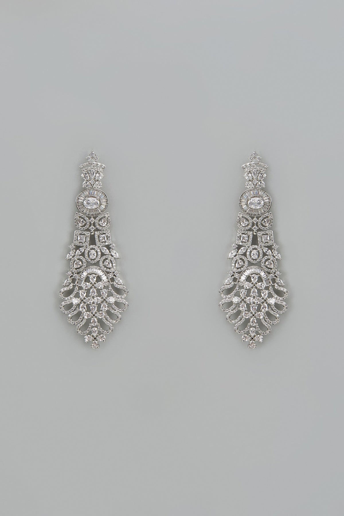 White Finish Zircon Dangler Earrings