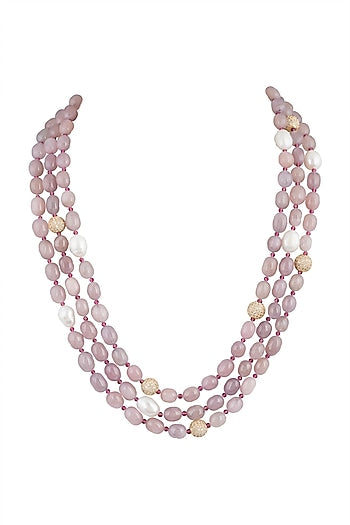 Gold Plated Rose Quartz Layered Necklace