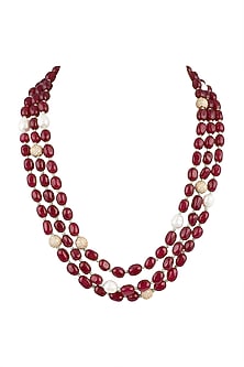 Gold Plated Ruby Layered Necklace