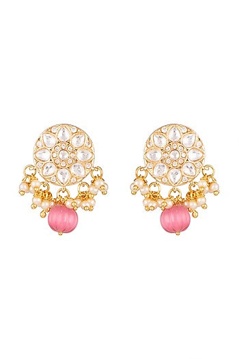 Gold Plated Kundan Stud Earrings