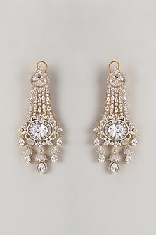 Gold Finish Zircon Dangler Earrings