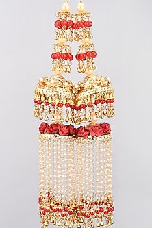 Gold Finish Beaded Kaleeras (Set of 2)