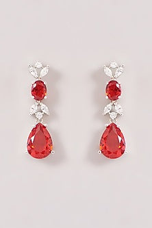 White Finish Zircon & Ruby Stone Choker Necklace Set