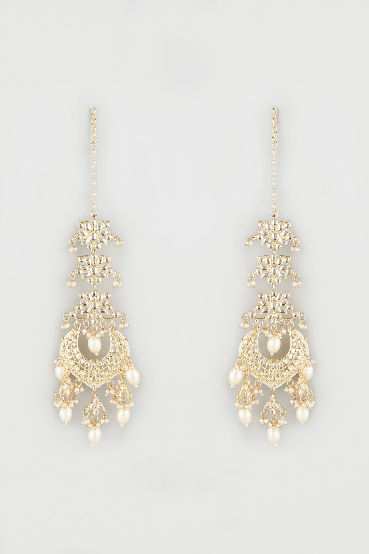 Gold Finish Kundan Polki String Earrings