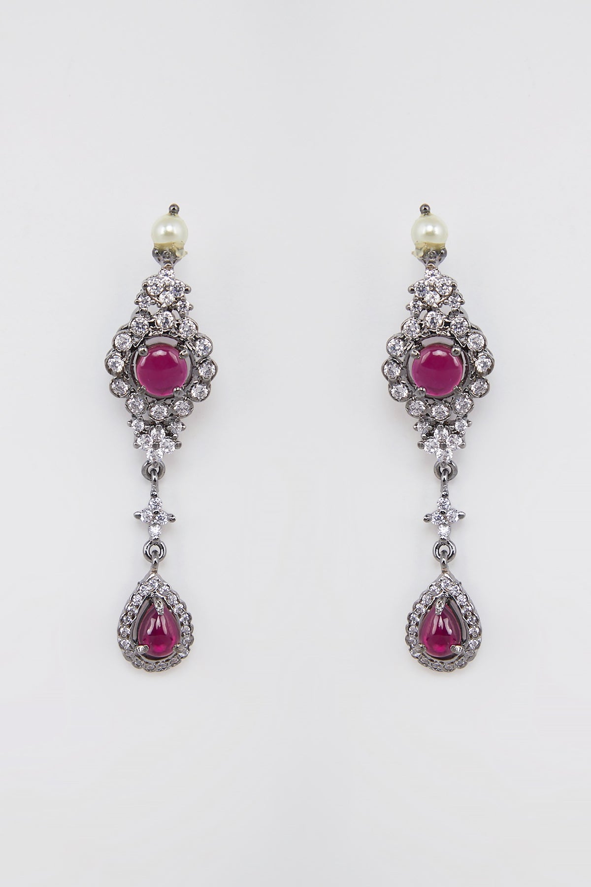Gold Finish Diamond Ruby Necklace Set