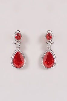 Black Rhodium Finish Zircon & Ruby Stone Choker Necklace Set