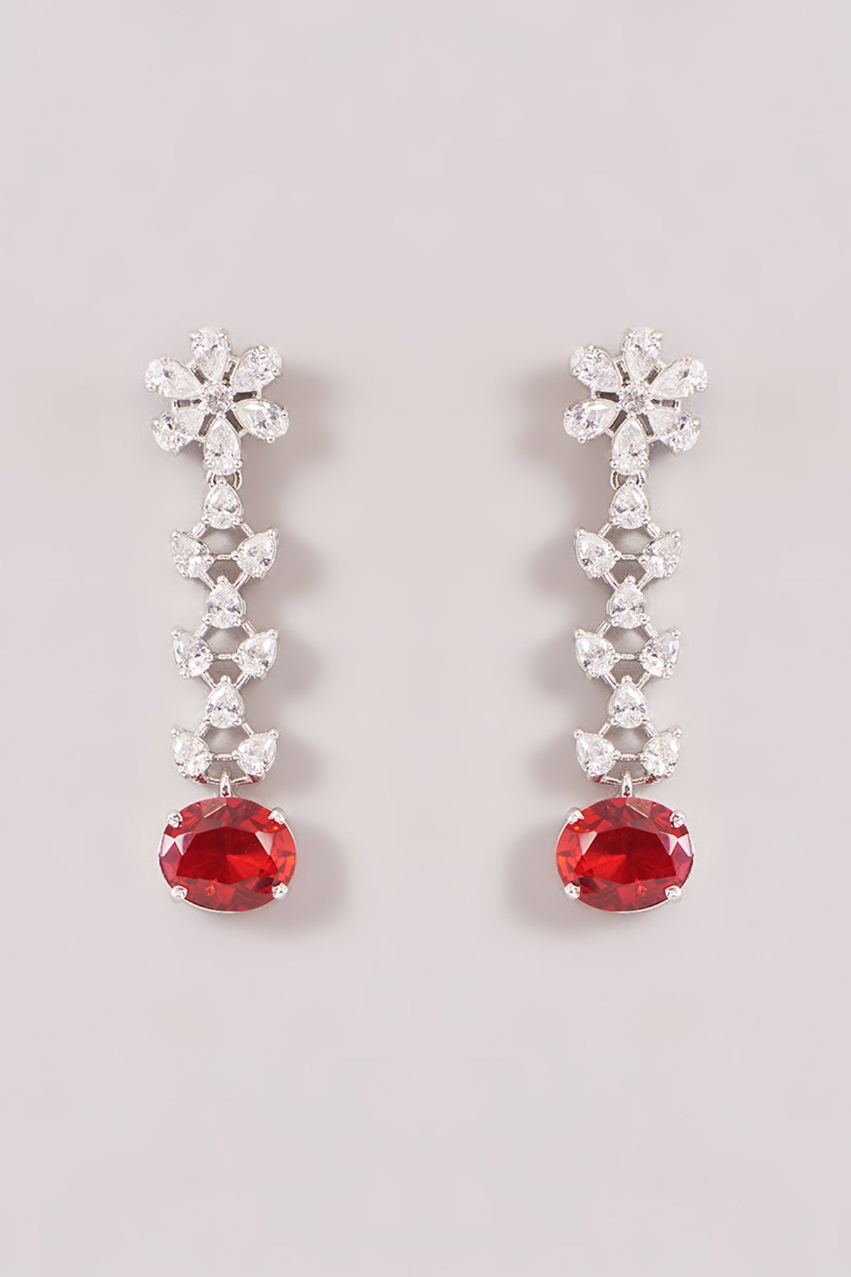 White Finish Zircon & Ruby Stone Choker Necklace Set