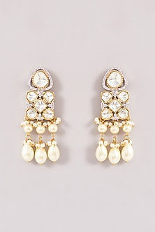 Gold Finish Kundan Polki & Pearl Choker Necklace Set