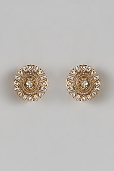 Gold Finish Moissanite & Zircon Stud Earrings