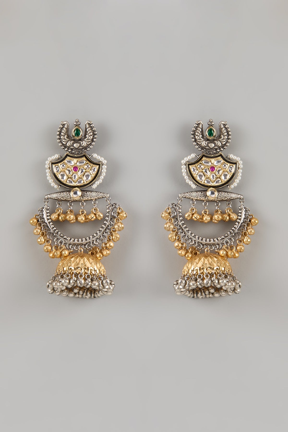 Black Rhodium Finish Ruby & Moissanite Dangler Earrings