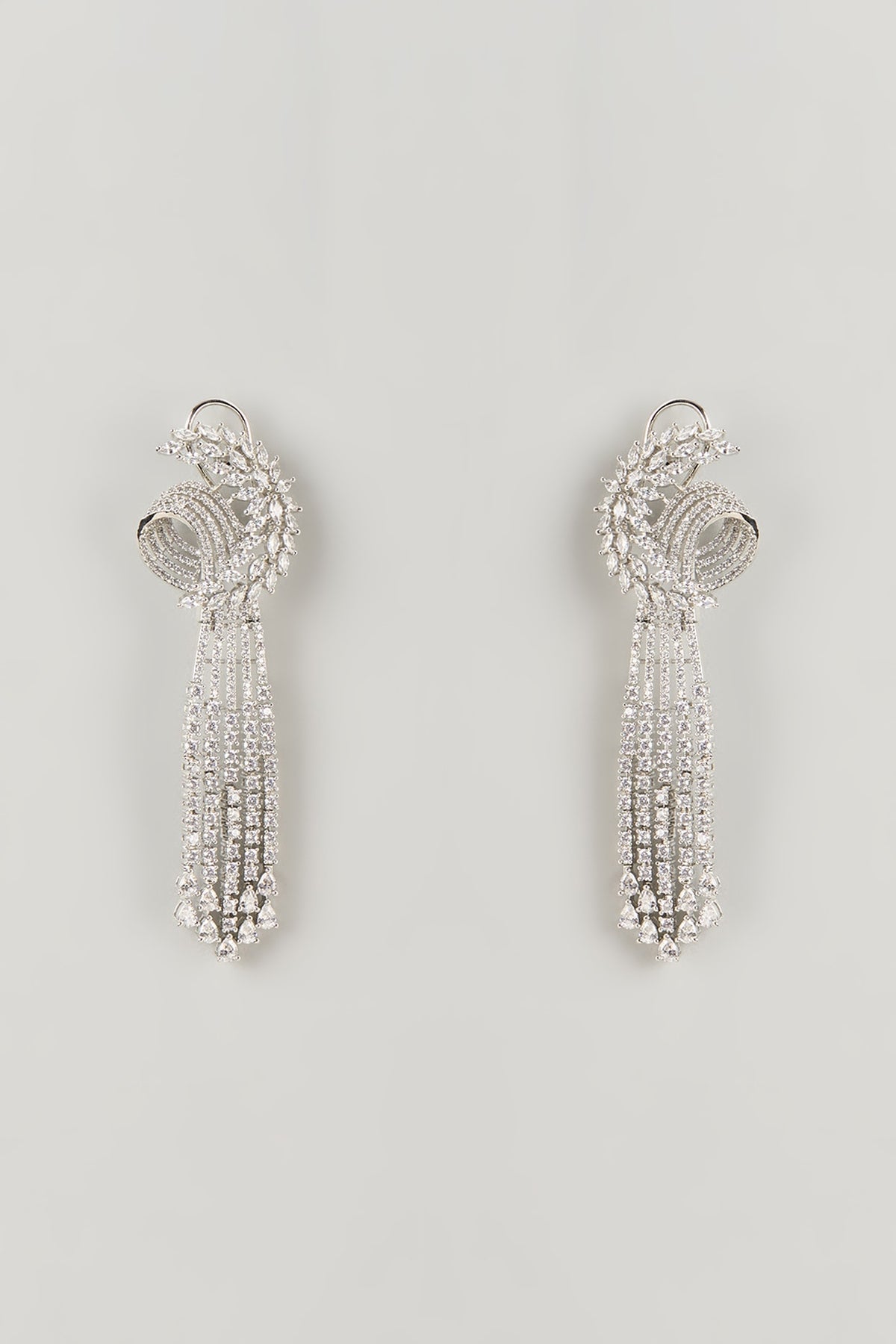 Silver Finish Zircon Dangler Earrings