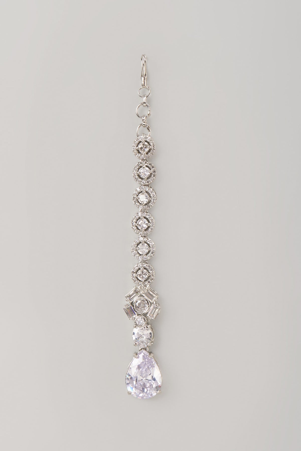 Silver Finish Zircon Maangtikka