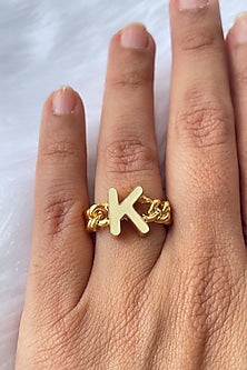 Gold Plated Handcrafted Initial Ring