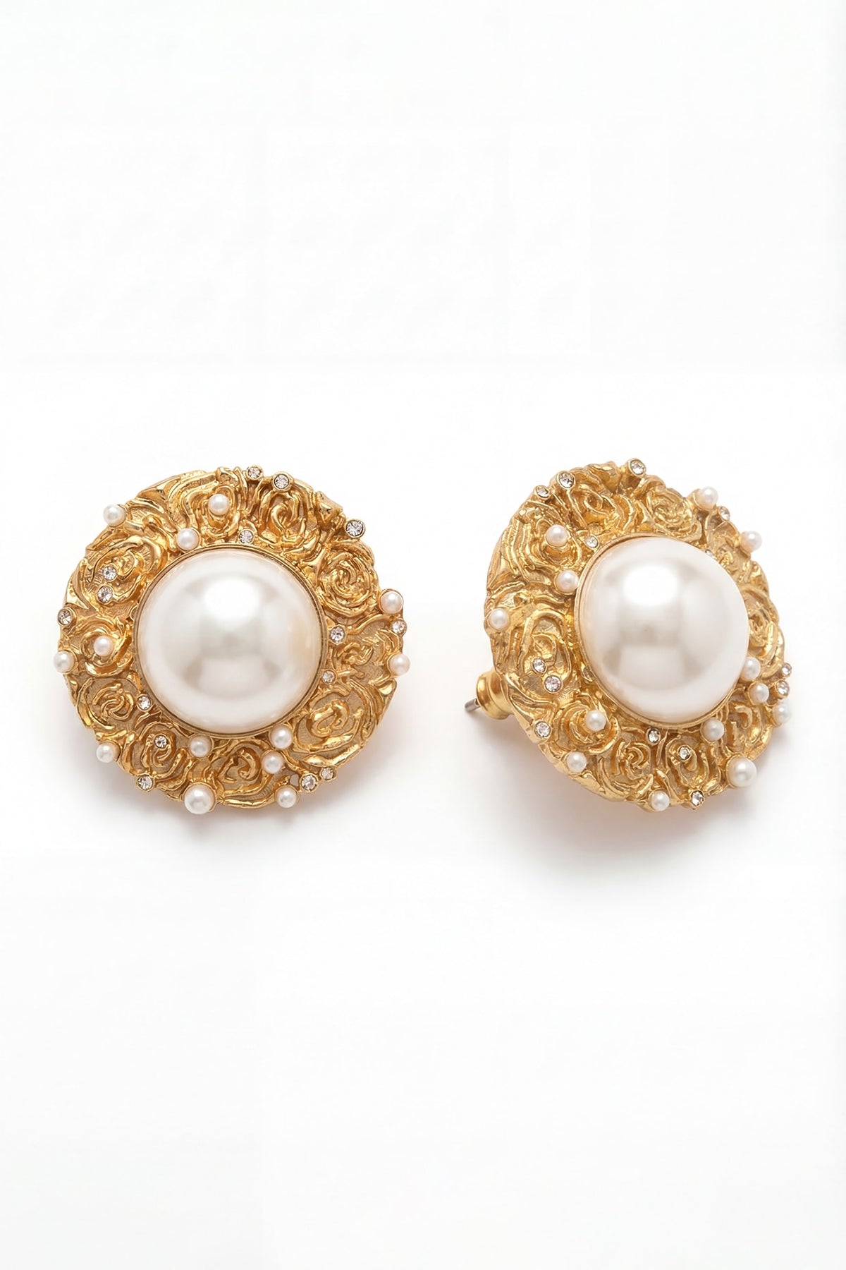 Gold Plated Pearl Stud Earrings