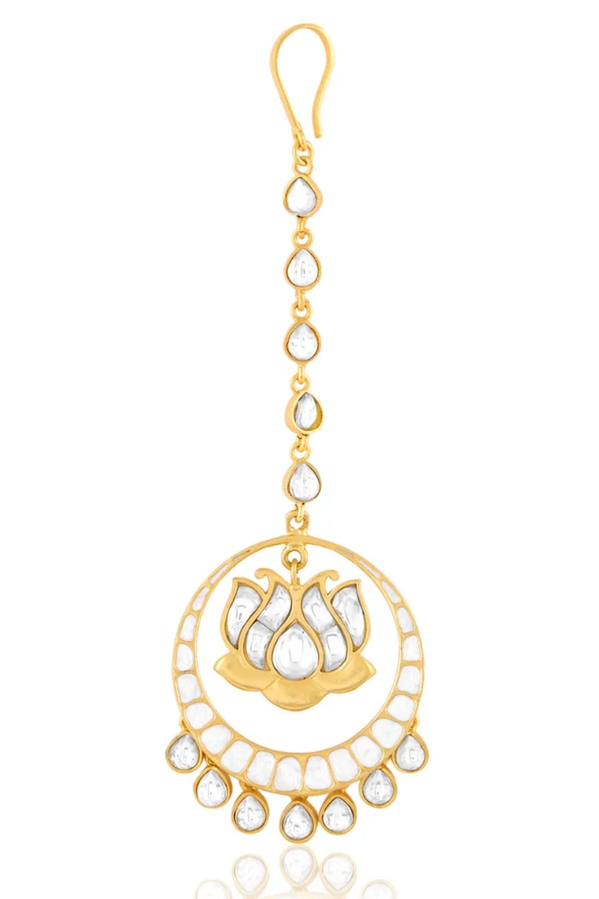 Gold Finish Kundan Polki Maangtikka