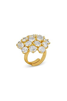 Gold Finish Bauble Crystal Ring