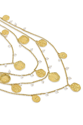 Gold Plated Long Layered Necklace