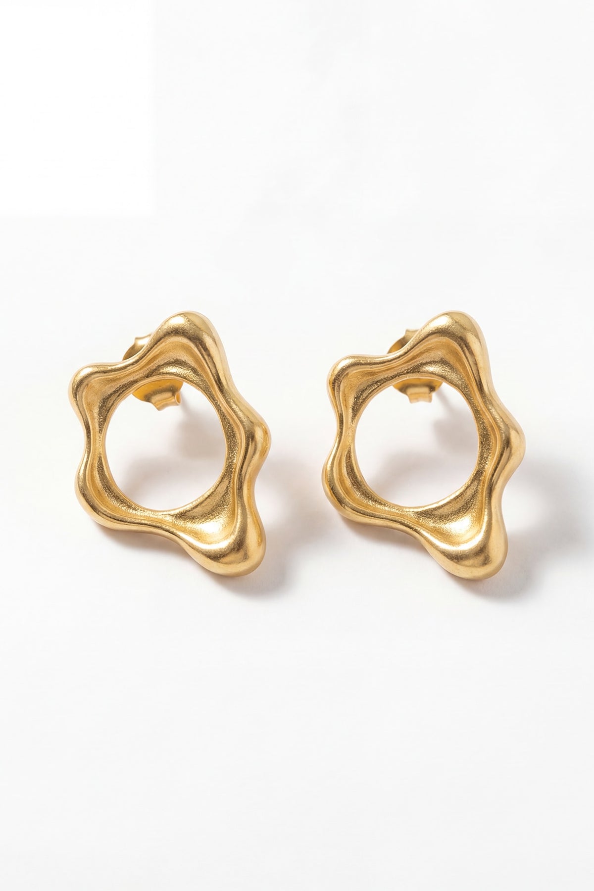 Gold Plated Brass Fluid Stud Earrings