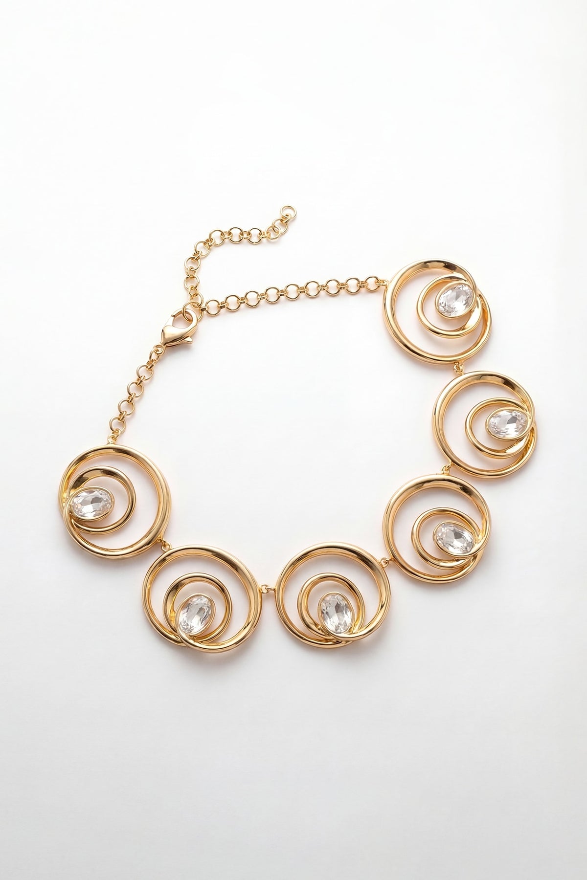 Gold Plated Mirror Wave Choker Necklace
