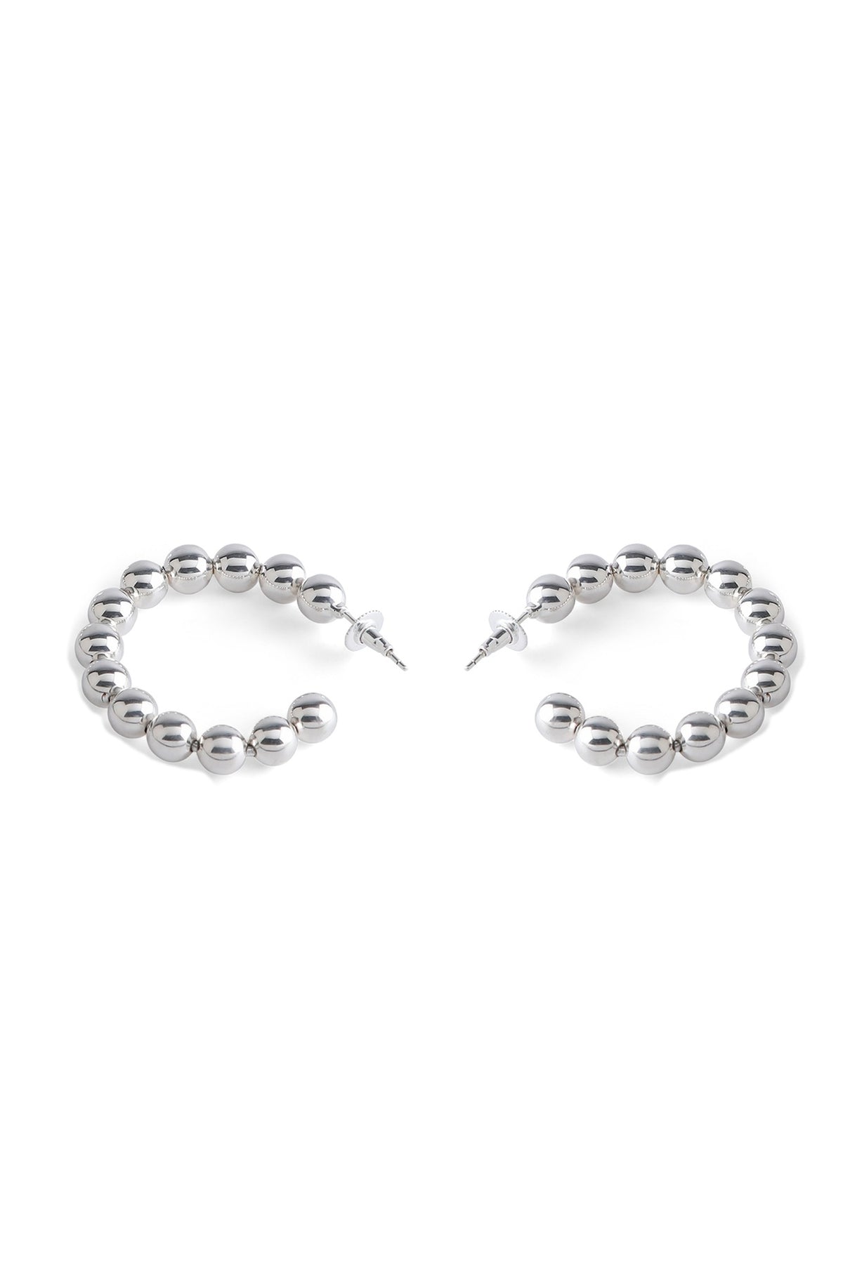 Silver Finish Hoop Earrings In Brass