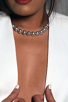 Silver Finish Necklace In Brass