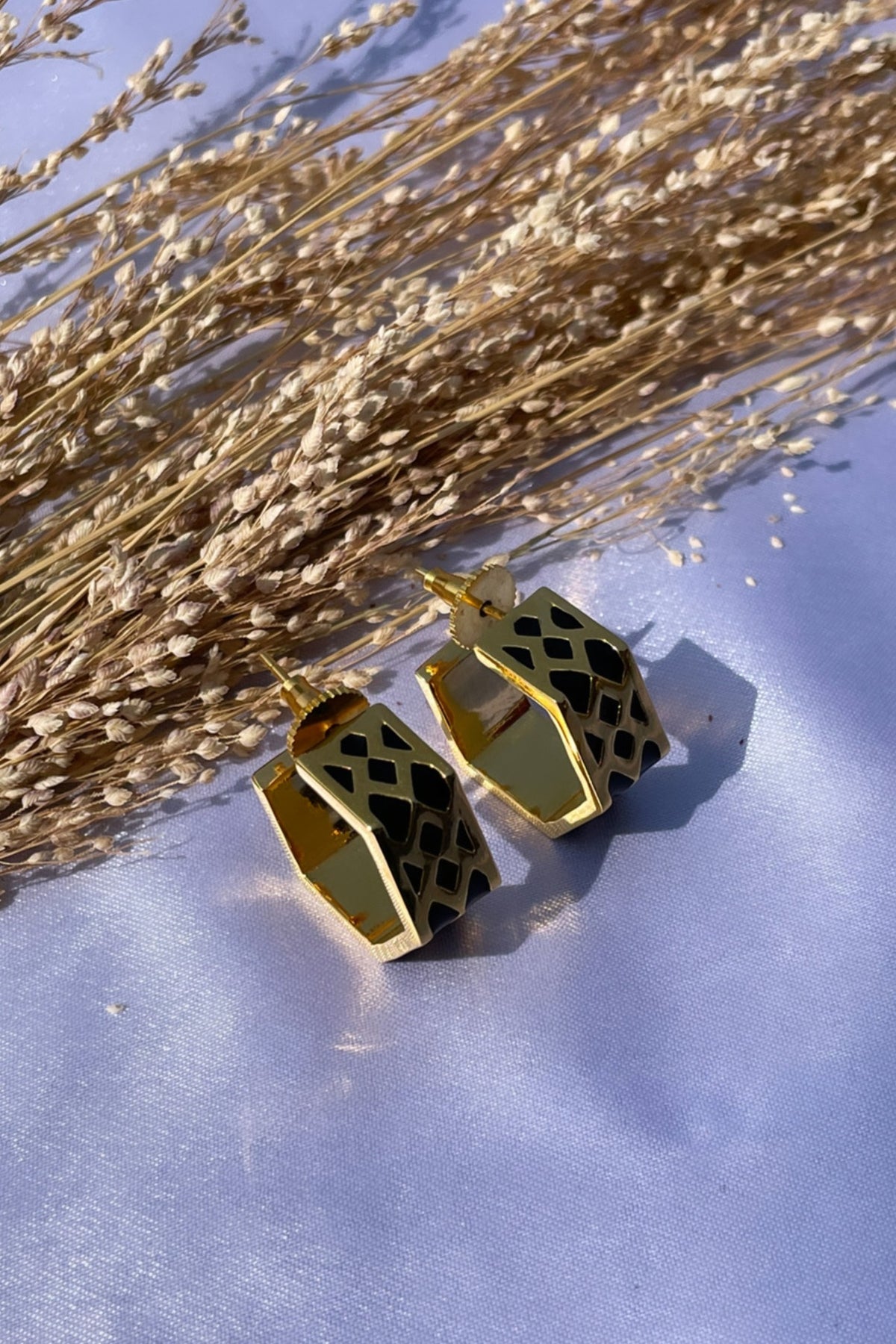Gold Finish Enamaled Hoop Earrings