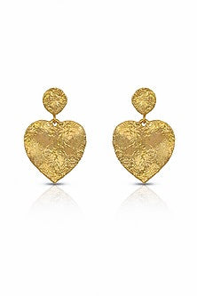 Gold Finish Heart Earrings