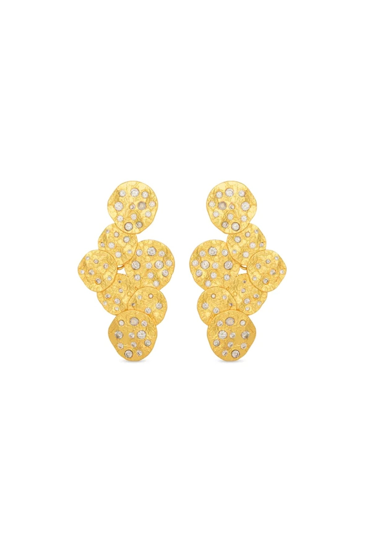 Gold Finish Zircon Glint Cluster Earrings