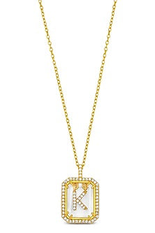 Gold Finish Diamond Initial K Necklace