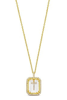 Gold Finish Diamond Initial T Necklace