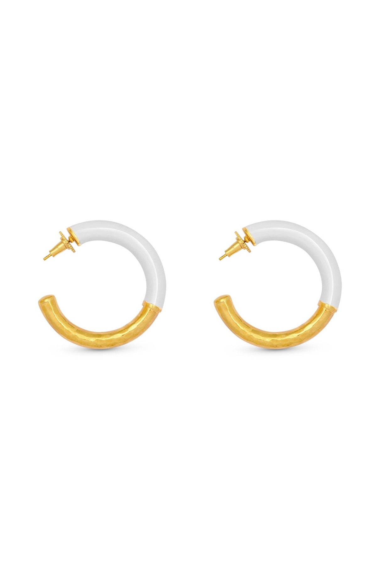 Gold Finish Hammered Hoop Earrings